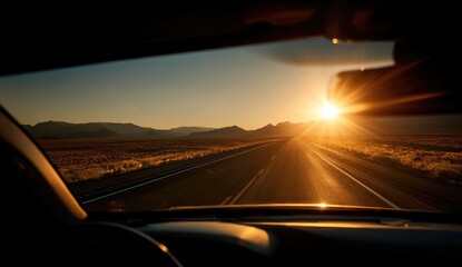 Sunrise highway view from car