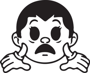 Vintage Cartoon Character Faces Collection – Retro Comic Style Expressions from 1920s–60s in Black and White Vector
