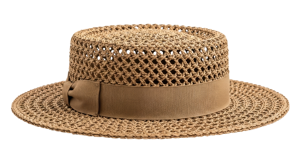 Isolated Woven Straw Boater Hat