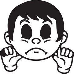 Vintage Cartoon Character Faces Collection – Retro Comic Style Expressions from 1920s–60s in Black and White Vector