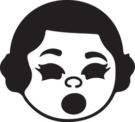 Vintage Cartoon Character Faces Collection – Retro Comic Style Expressions from 1920s–60s in Black and White Vector