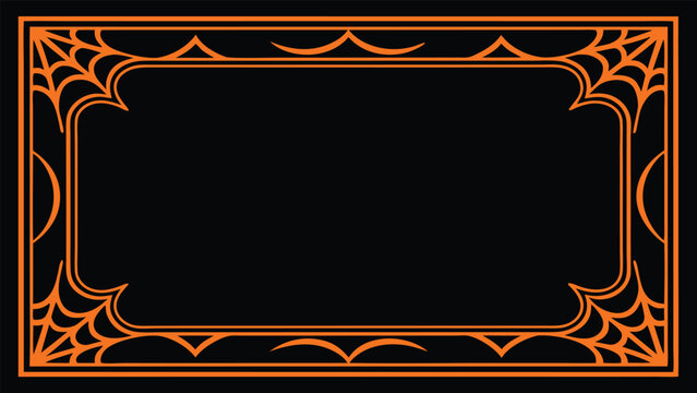 Orange spiderweb border with black background halloween