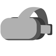 Gray virtual reality headset in flat design, great for immersive tech, gaming device, metaverse, and futuristic media illustrations.