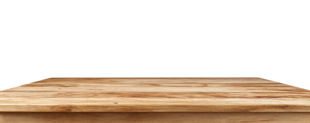 Empty light brown wooden table against black background