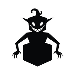 Possessed Jack in the Box Silhouette. Creepy Halloween Vector Illustration.