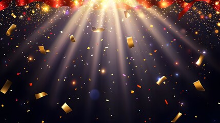 Celebratory Confetti and Spotlight, Festive Background