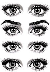 Elegant Eyes: Monochrome Eyebrow & Lash Variations