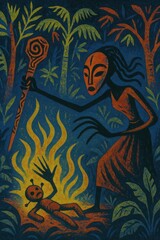 Shaman with Mask Cursing Doll