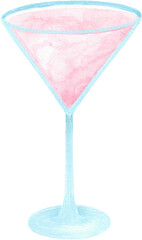 watercolor illustration of  martini cocktail