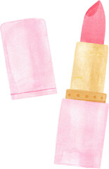 watercolor illustration of  a pink lipstick