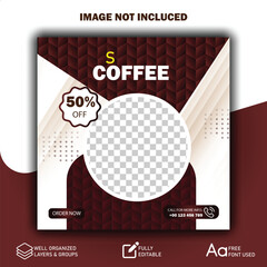 Coffee Shop Social Media Post Template with Discount Offer