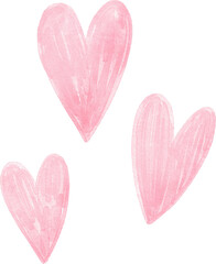 watercolor illustration of  simple and cute pink hearts