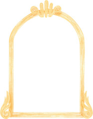 watercolor illustration of  vintage bronze mirror