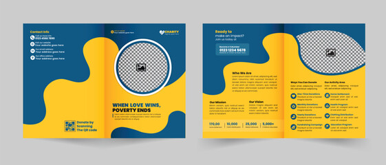Clean, modern bi-fold brochure template suitable for charity, NGO, or non-profit campaigns. Fully editable and ideal for fundraising and awareness campaigns.