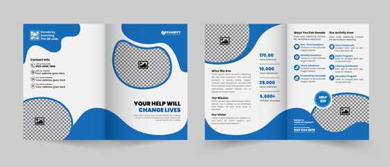Clean, modern bi-fold brochure template suitable for charity, NGO, or non-profit campaigns. Fully editable and ideal for fundraising and awareness campaigns.