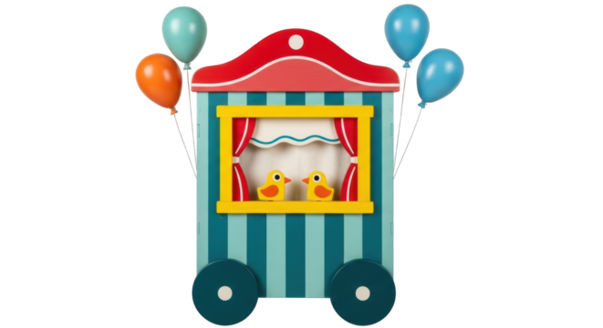 Isolated Puppet Theatre Cartoon