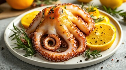 Grilled octopus with orange and herbs