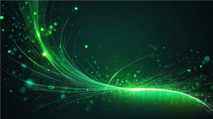 Glowing abstract blue and green background with space and wave elements