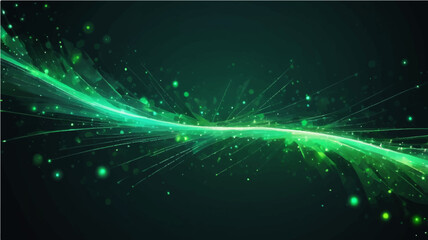 Glowing abstract blue and green background with space and wave elements