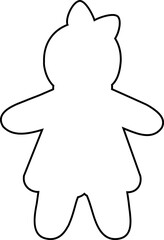 Simple cute gingerbread man cookies outline Isolated.
Holiday gingerbread man black line vector.
Transparent background. svg.
