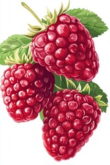 Himbeeren, Zeichnung einer Himbeere, Generative AI
