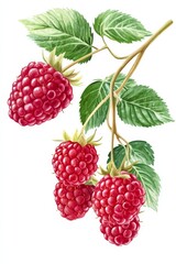 Himbeeren, Zeichnung einer Himbeere, Generative AI