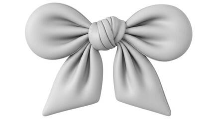 Isolated Decorative Bow in White Fabric