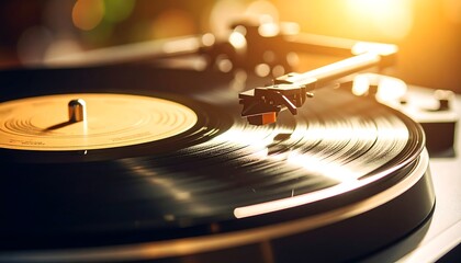 Vintage record player playing a vinyl disc
