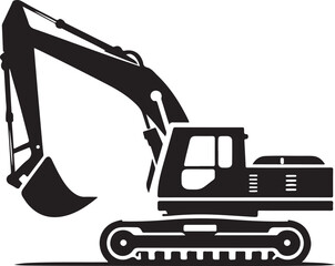Excavator Heavy Construction Machine Vector Silhouette