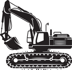 Excavator Heavy Construction Machine Vector Silhouette