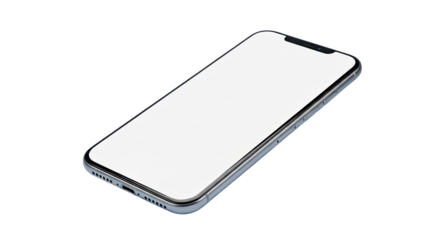 Smartphone lying on a surface with blank screen