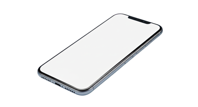 Smartphone lying on a surface with blank screen