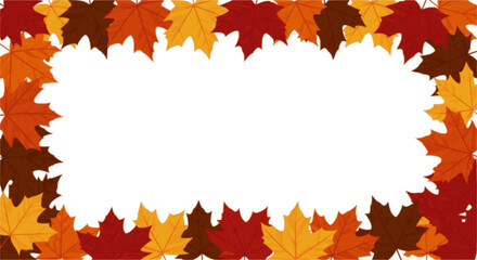 Autumn leaves design element. Fall colorful maple leaves border on white background. Vector illustration
