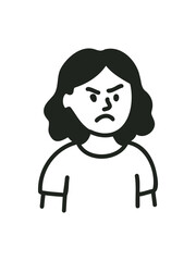  doodle illustration of angry woman with frowning eyebrows