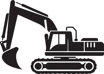 Excavator Heavy Construction Machine Vector Silhouette