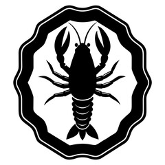 Lobster logo design in vintage badge style