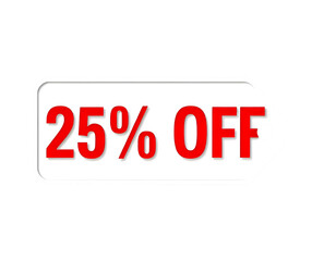 New 25% off Sale Red Text on a White Tag with a Transparent Background, a Bold and Modern Design Element for Promotions and Special Offers.