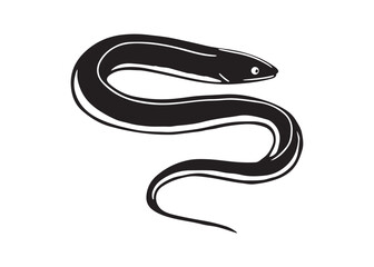 Fototapeta premium Eel Vector Illustration in Black and White Hand-Drawn Line Art Style.