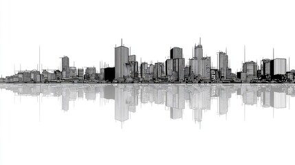 Fototapeta premium Architectural rendering of a modern city skyline.