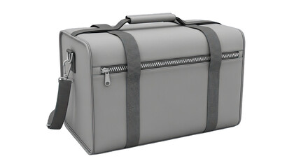 Stylish gray travel bag with sleek design and zippers