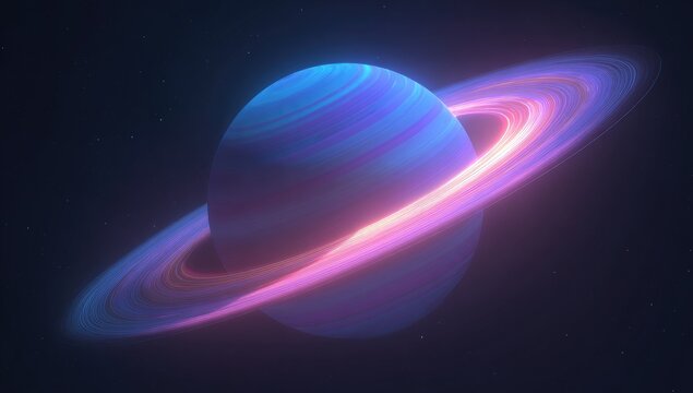 Vibrant, ringed planet in space - Powered by Adobe