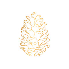 vector illustration of pine cones with gold lines