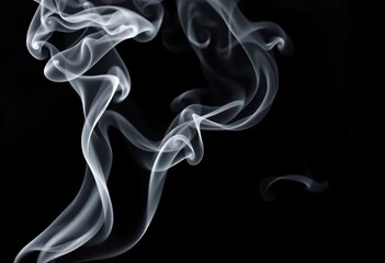 Ethereal white smoke wisps dance and intertwine against a deep black backdrop,  texture,  shadow