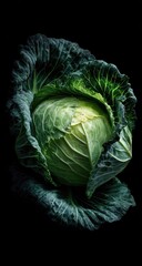 Fototapeta premium Close-up of a vibrant green cabbage head