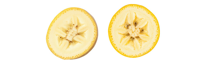 banana slice: two halves isolated on white background