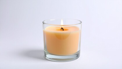 Minimalist Clear Glass Container Burning Candle Flame Decoration Still Life