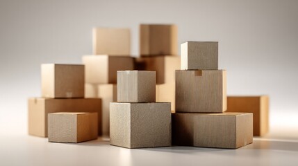 Stacked Cardboard Boxes In Studio Setting
