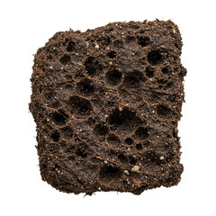 Photorealistic soil with air pockets. Porous soil structure isolated on white.