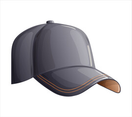 Baseball gray cap isolated vector illustration. Side view fashion hat modern design in realistic style with simple line. Accessory great for sport branding marketing web or streetwear logo concept.