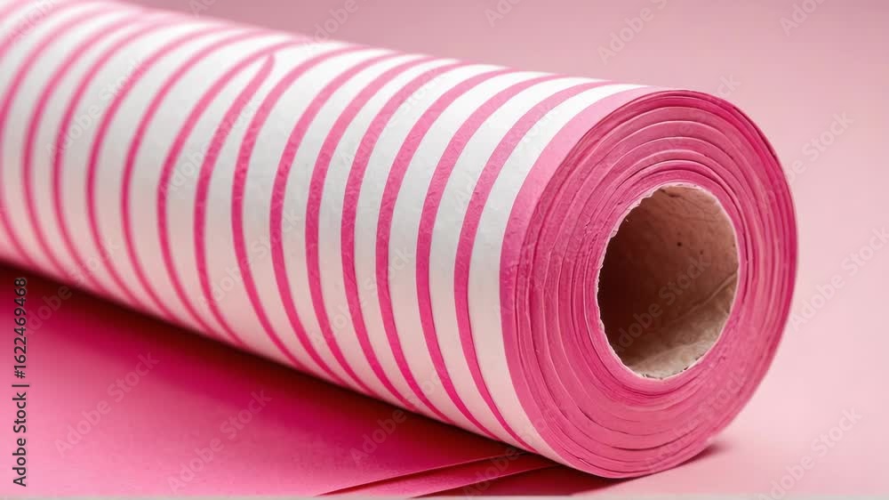 Poster a single roll of pink paper on a pink surface, ideal for adding color to your design or presentation